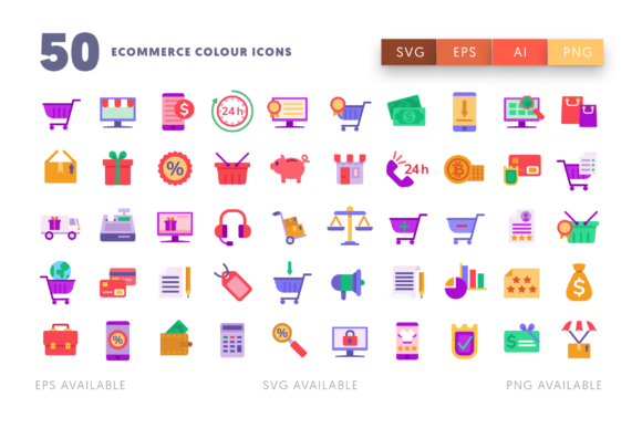 50 Ecommerce Color Icons: Your Visual Toolkit for Digital Sales