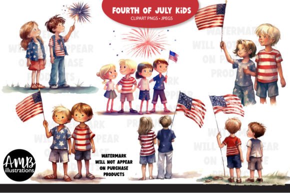 Creative Fireworks: Unpacking the Fourth of July Kids Watercolour Clipart