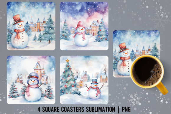 Enchanting Holiday Designs: Magical Color Snowman Christmas Sqaure