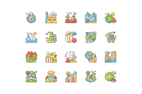 Global Warming RGB Color Icons Set: A Visual Toolkit for Change