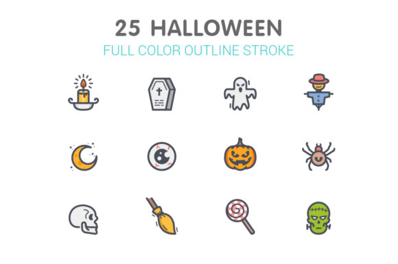 Halloween Line with Color Icons: Your Toolkit for Festive Design