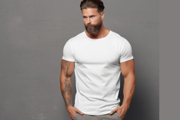 Muslim Man White Color T-shirt Mockup: A High-Resolution Design Asset