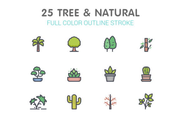 Tree & Natural Line with Color Icons: A Designer's Toolkit