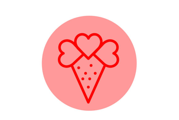 Valentine Icon Ice Cream Line Color: Sweet Design for Your Projects