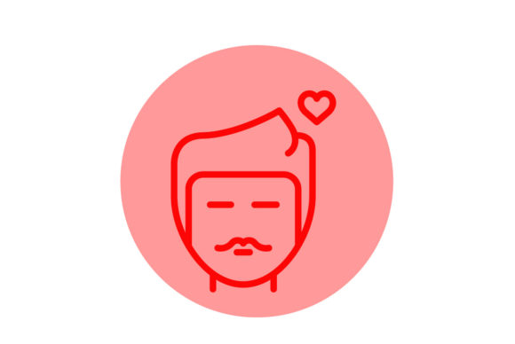 Valentine Icon Men Line Color: Modern Love in Vector Form
