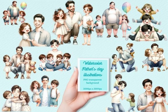 Watercolour Father's Day Illustrations for Heartfelt Designs