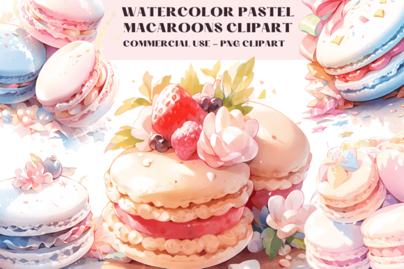 Watercolour Pastel Macaroons Clipart: Sweeten Your Designs